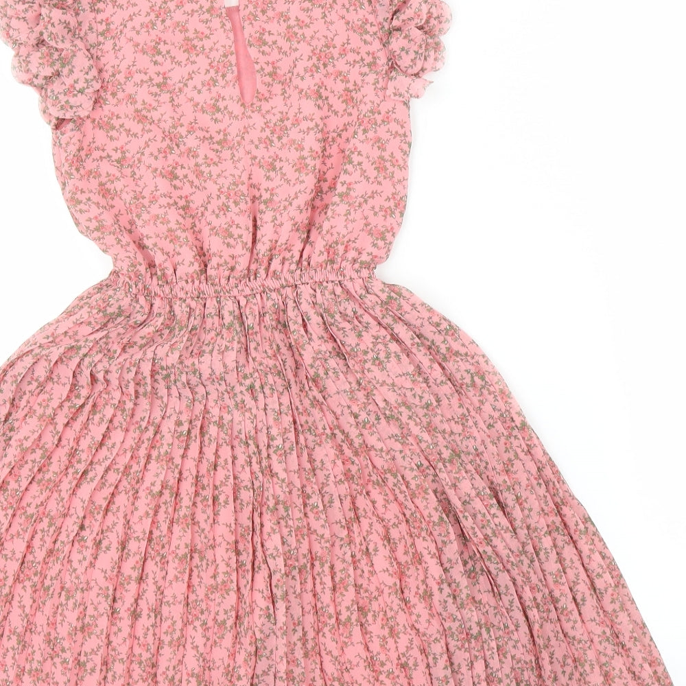 TU Girls Pink Floral  A-Line  Size 6 Years  - Pleated