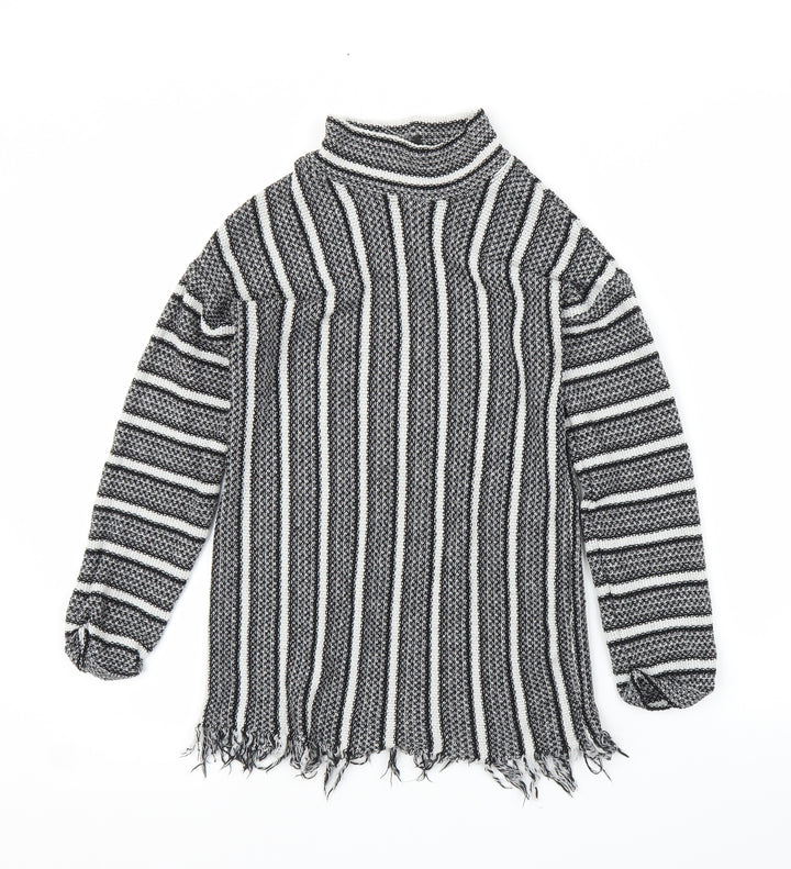 Topshop Womens Black Striped  Pullover Jumper Size 8