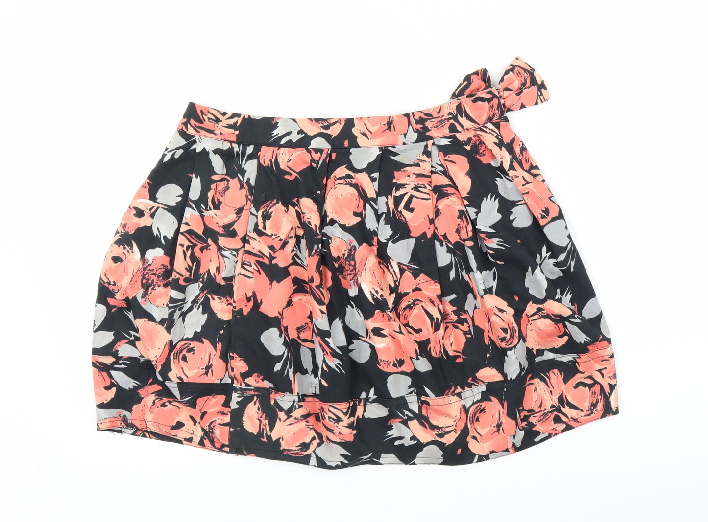 Primark Womens Orange Floral  Pleated Skirt Size 12