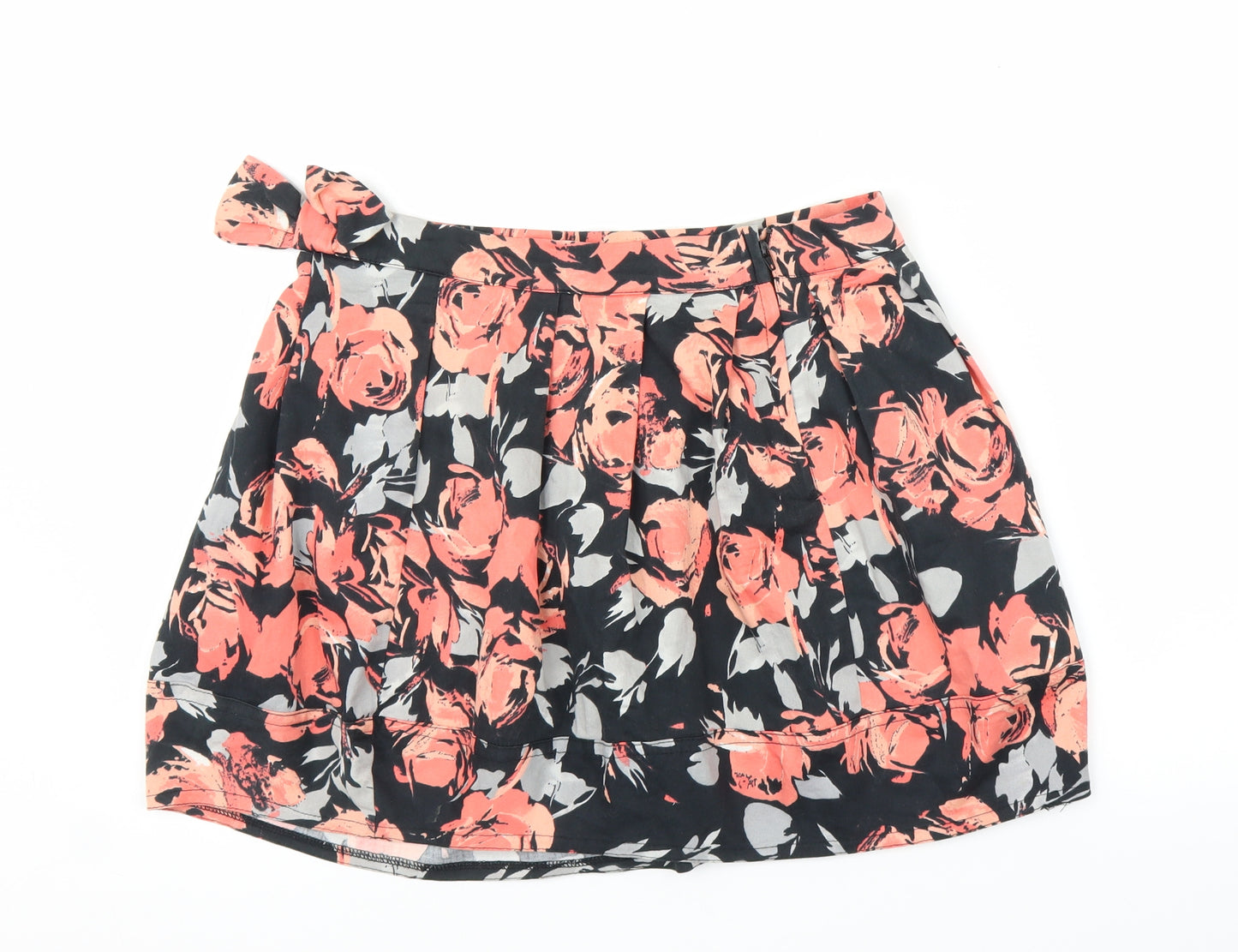 Primark Womens Orange Floral  Pleated Skirt Size 12