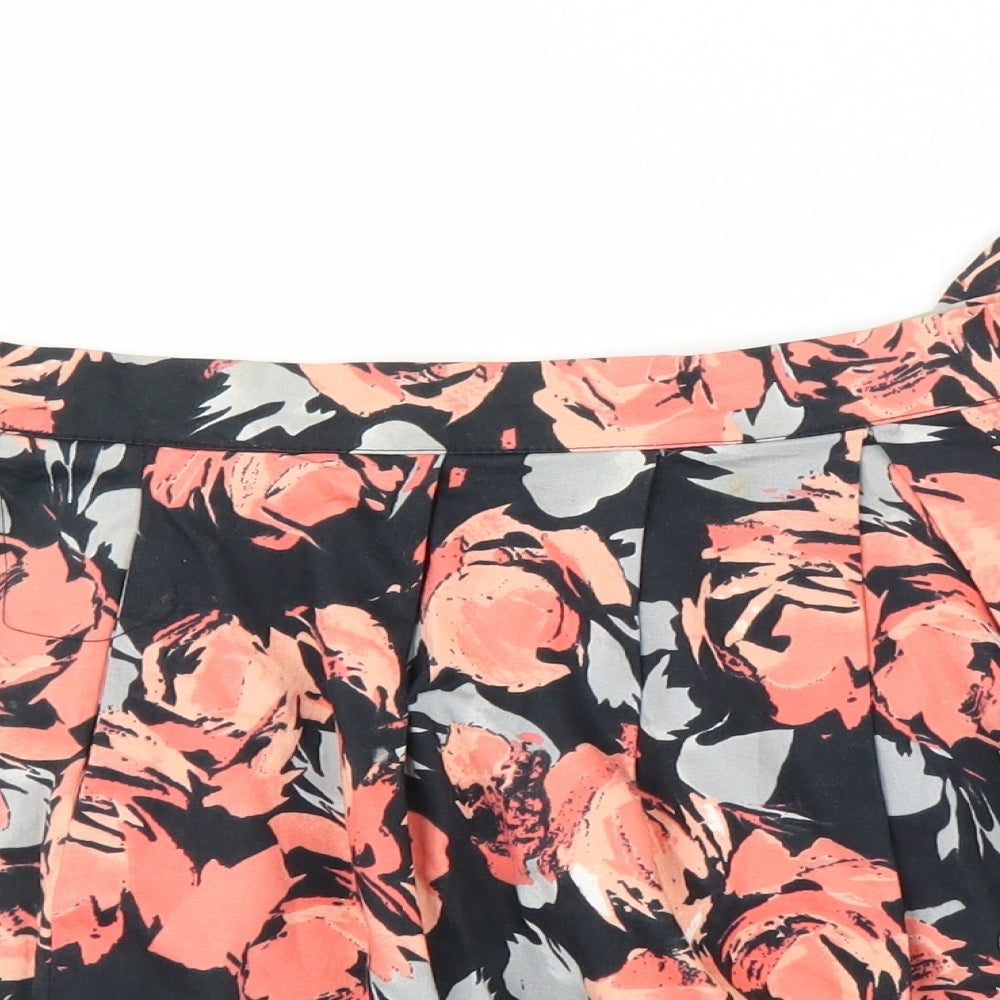 Primark Womens Orange Floral  Pleated Skirt Size 12