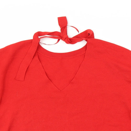 Primark Womens Red   Pullover Jumper Size 6  - Keyhole neck, Cropped