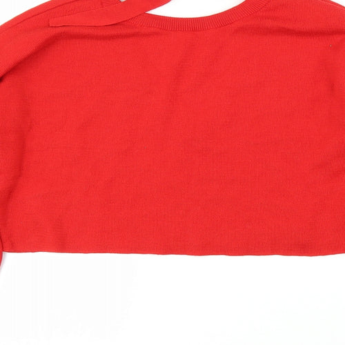Primark Womens Red   Pullover Jumper Size 6  - Keyhole neck, Cropped
