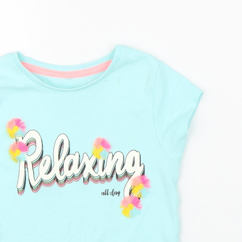 George Girls Blue   Basic T-Shirt Size 5-6 Years