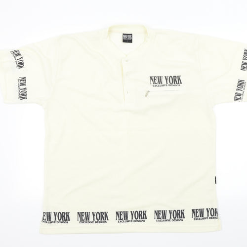 New York Mens Beige    Polo Size L