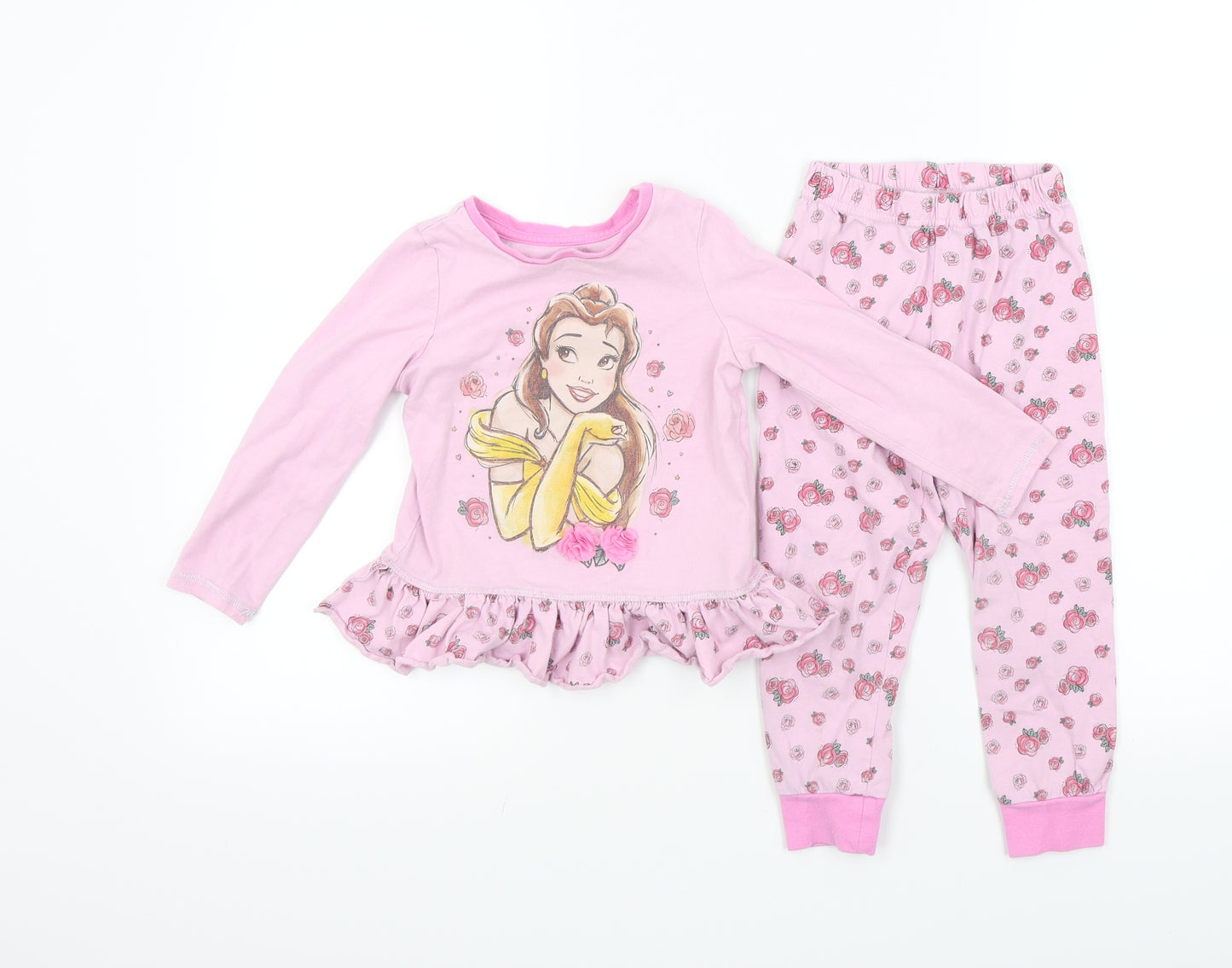 Primark Girls Orange Colourblock  Top Pyjama Set Size 3 Years  - disney