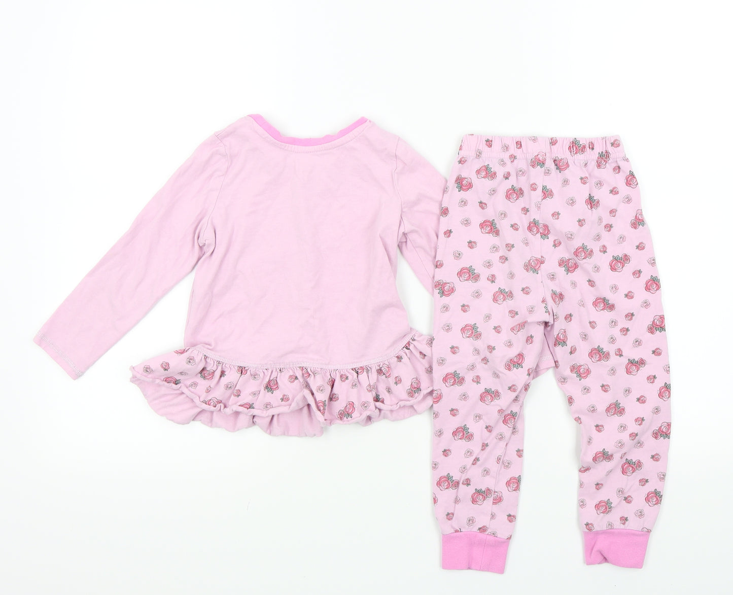 Primark Girls Orange Colourblock  Top Pyjama Set Size 3 Years  - disney