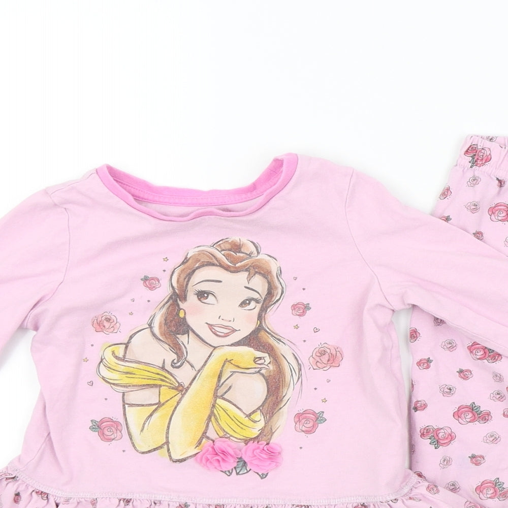 Primark Girls Orange Colourblock  Top Pyjama Set Size 3 Years  - disney