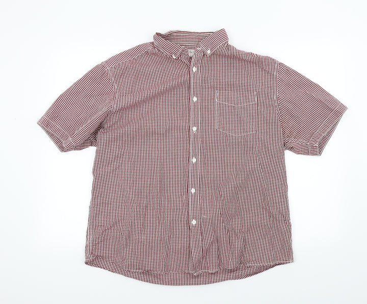 Authentic Mens Red Check Button-Up Size L