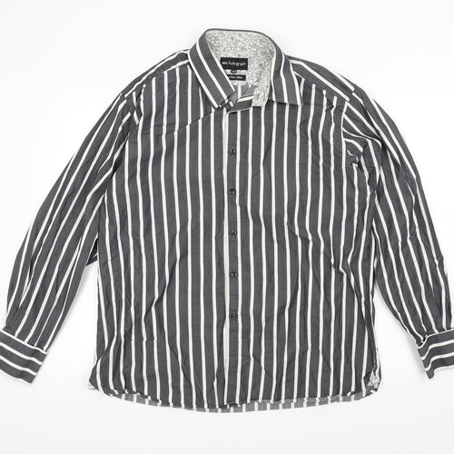 M&S Mens Grey Striped   Button-Up Size 44