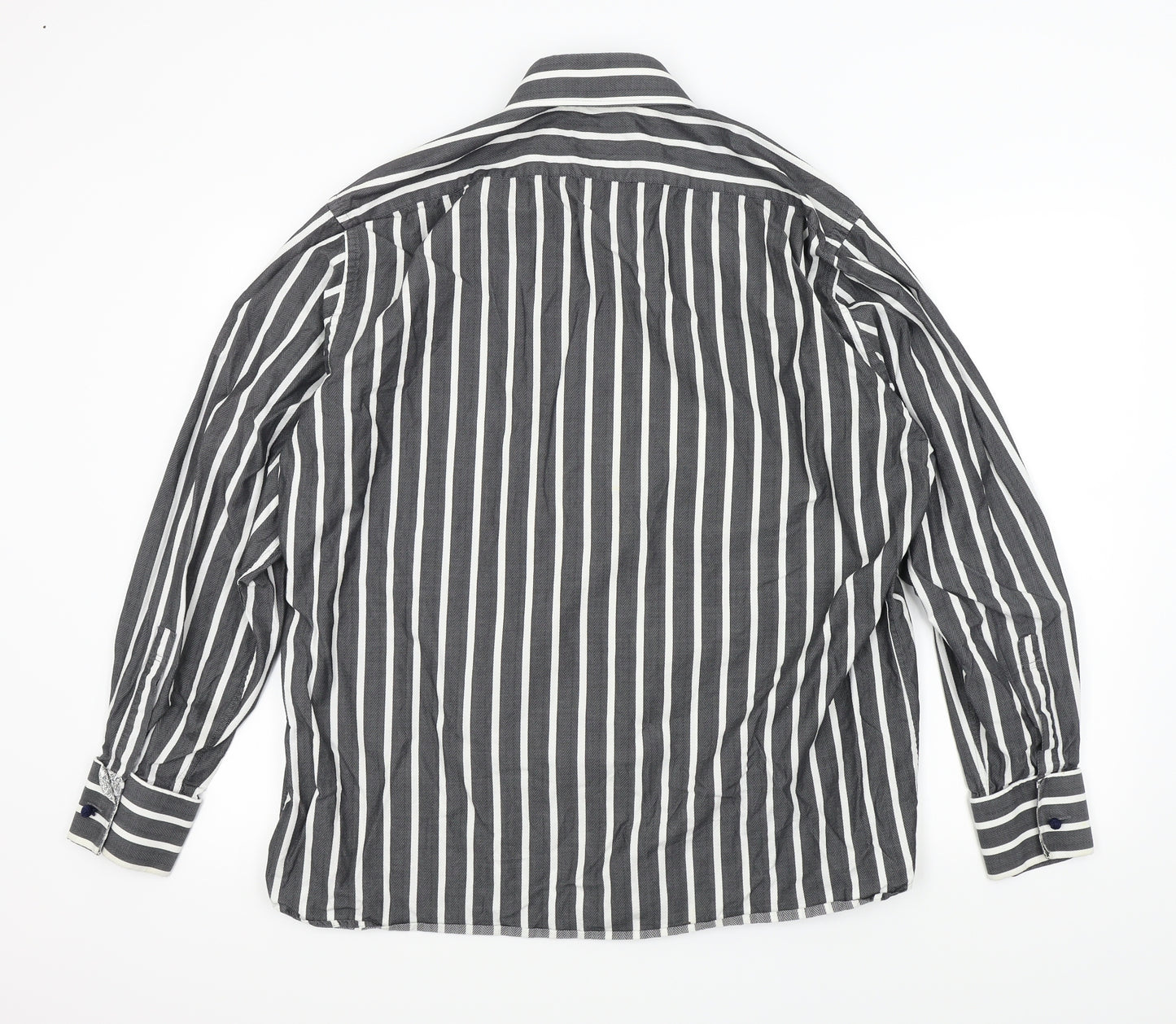 M&S Mens Grey Striped   Button-Up Size 44