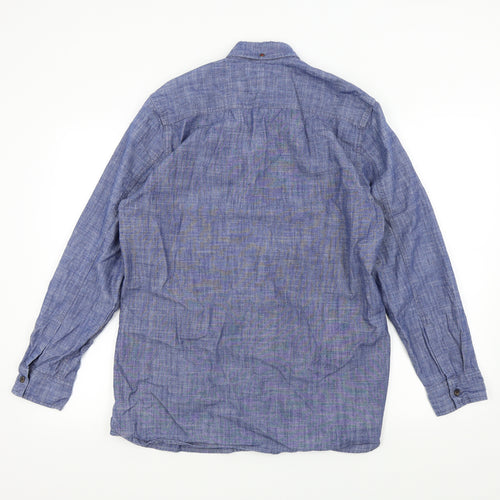 j.hampton Mens Blue Colourblock   Button-Up Size S