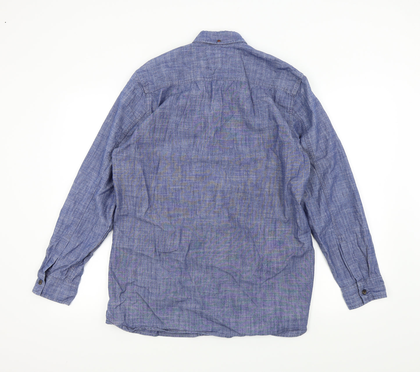 j.hampton Mens Blue Colourblock   Button-Up Size S