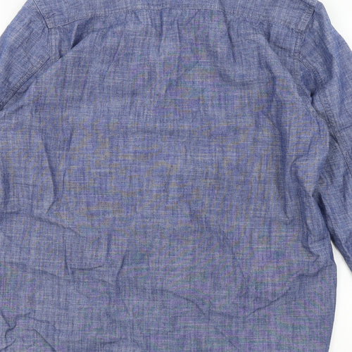 j.hampton Mens Blue Colourblock   Button-Up Size S