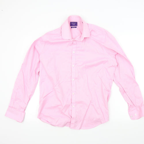 guthrie & valentine Mens Pink Colourblock   Button-Up Size L
