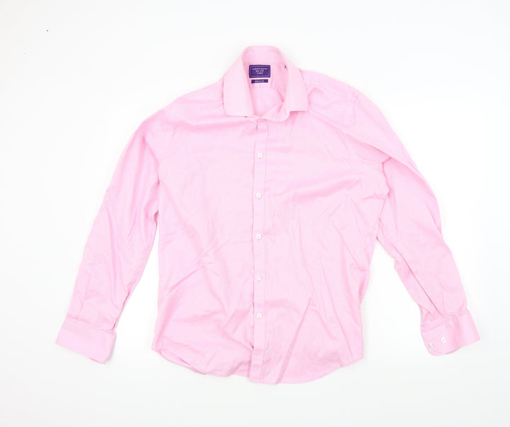 guthrie & valentine Mens Pink Colourblock Button-Up Size L