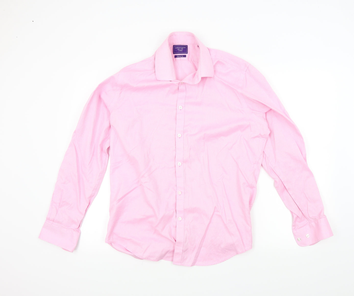 guthrie & valentine Mens Pink Colourblock   Button-Up Size L