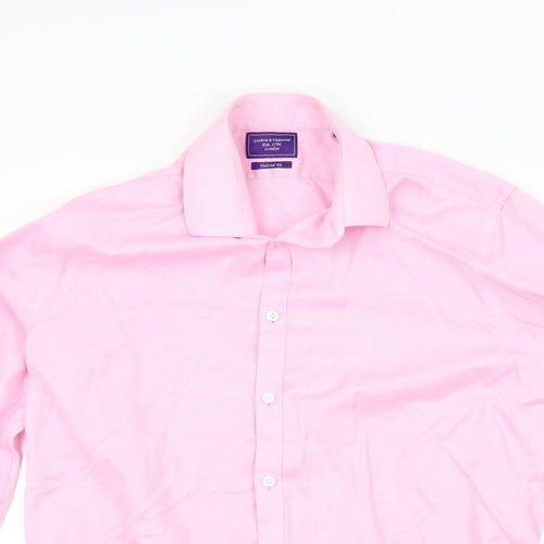 guthrie & valentine Mens Pink Colourblock   Button-Up Size L