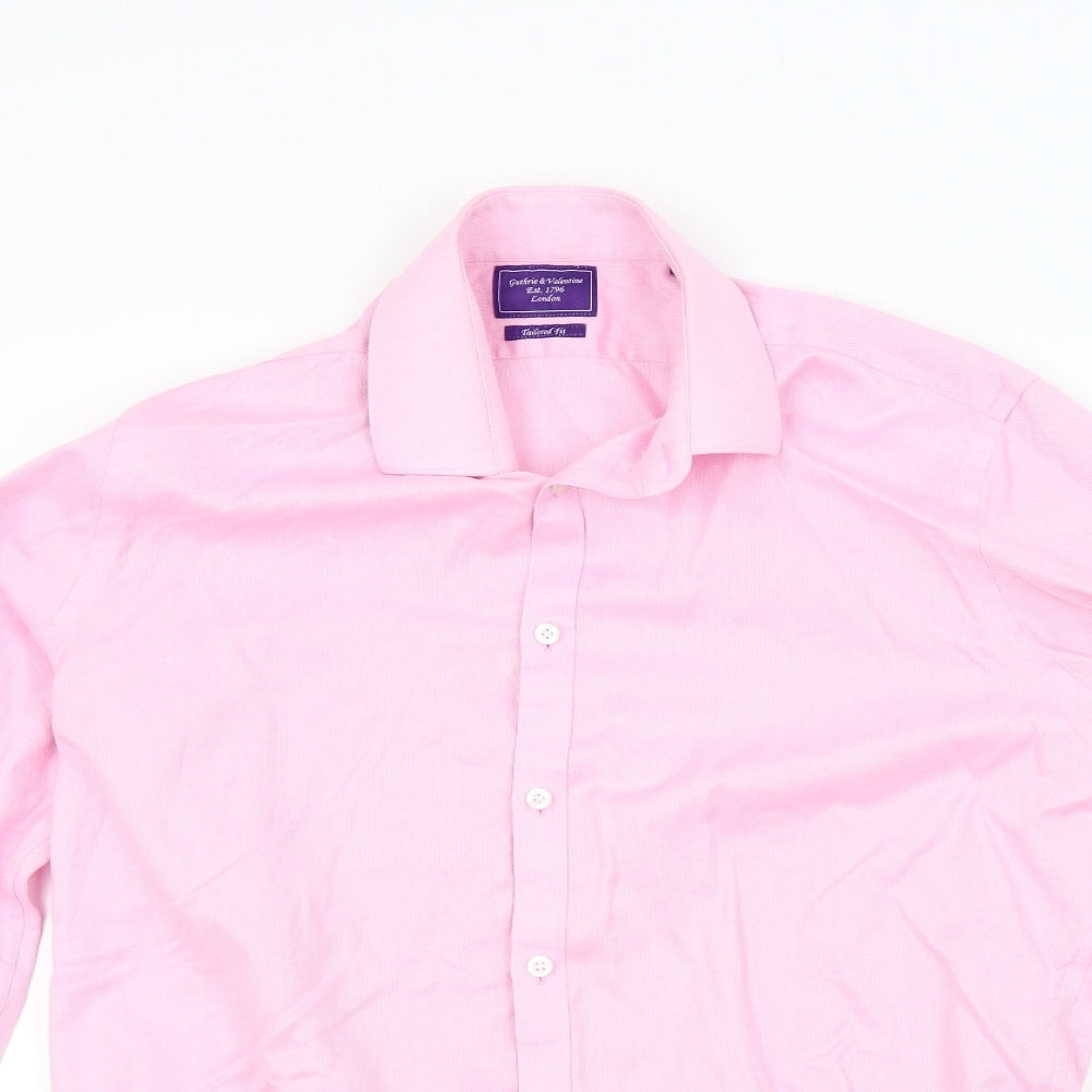 guthrie & valentine Mens Pink Colourblock   Button-Up Size L