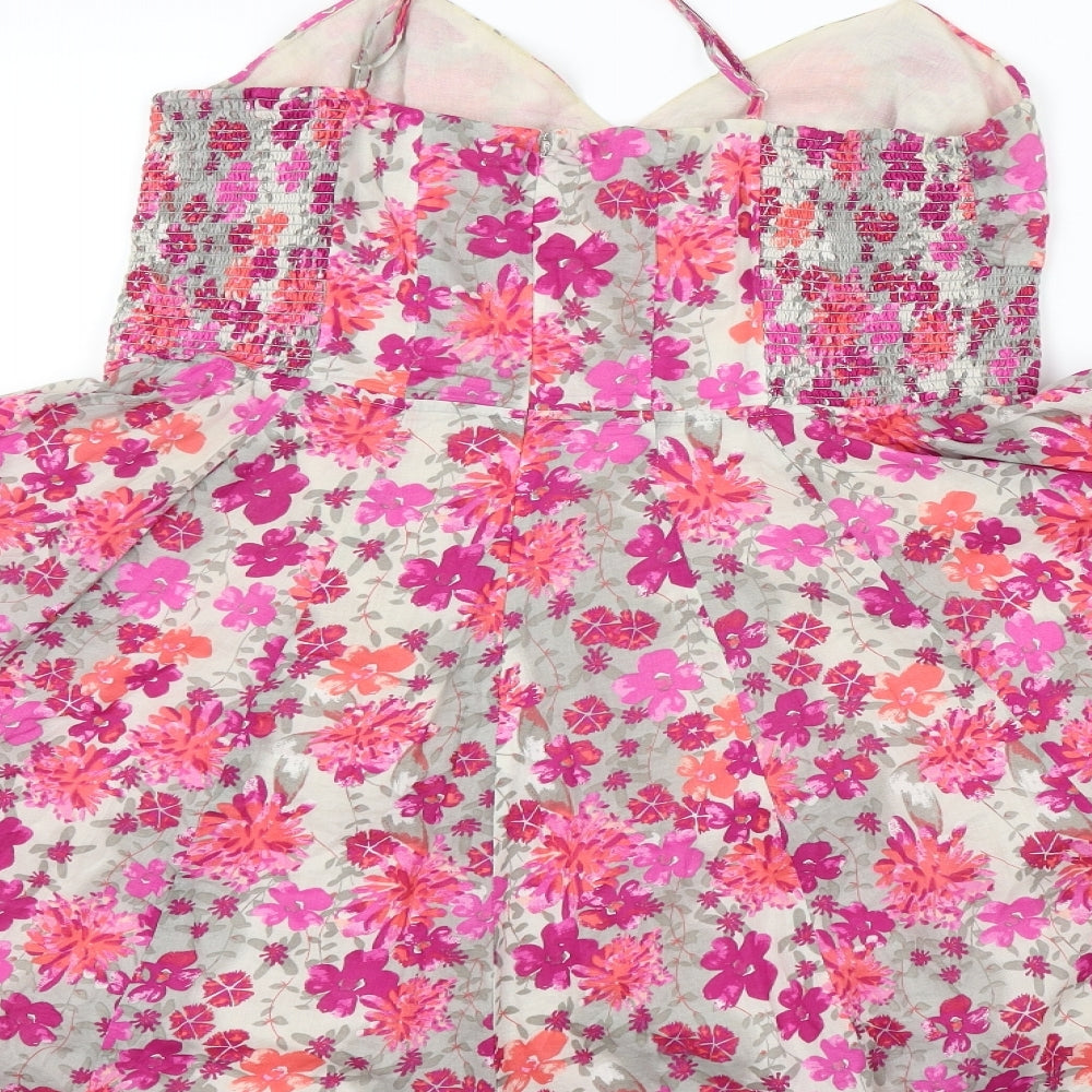 New Look Womens Pink Floral  Fit & Flare  Size 14