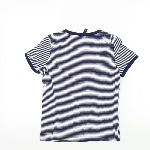 Divided Womens Blue Striped  Basic T-Shirt Size S