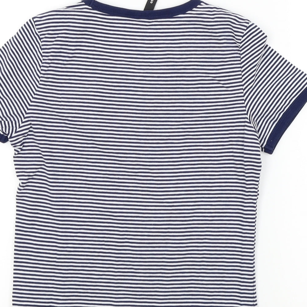 Divided Womens Blue Striped  Basic T-Shirt Size S