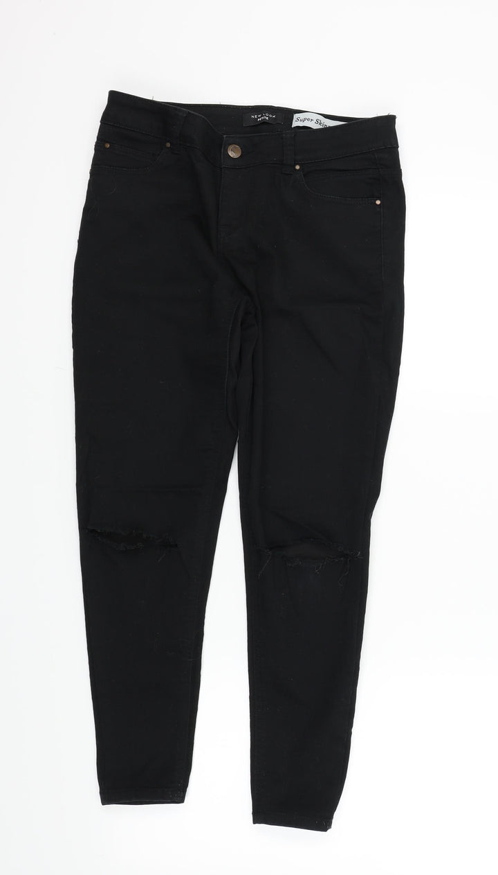 New Look Womens Black   Skinny Jeans Size 10 L24 in - Ripped details