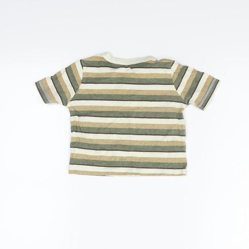 George Girls Beige Striped  Basic T-Shirt Size 2 Years