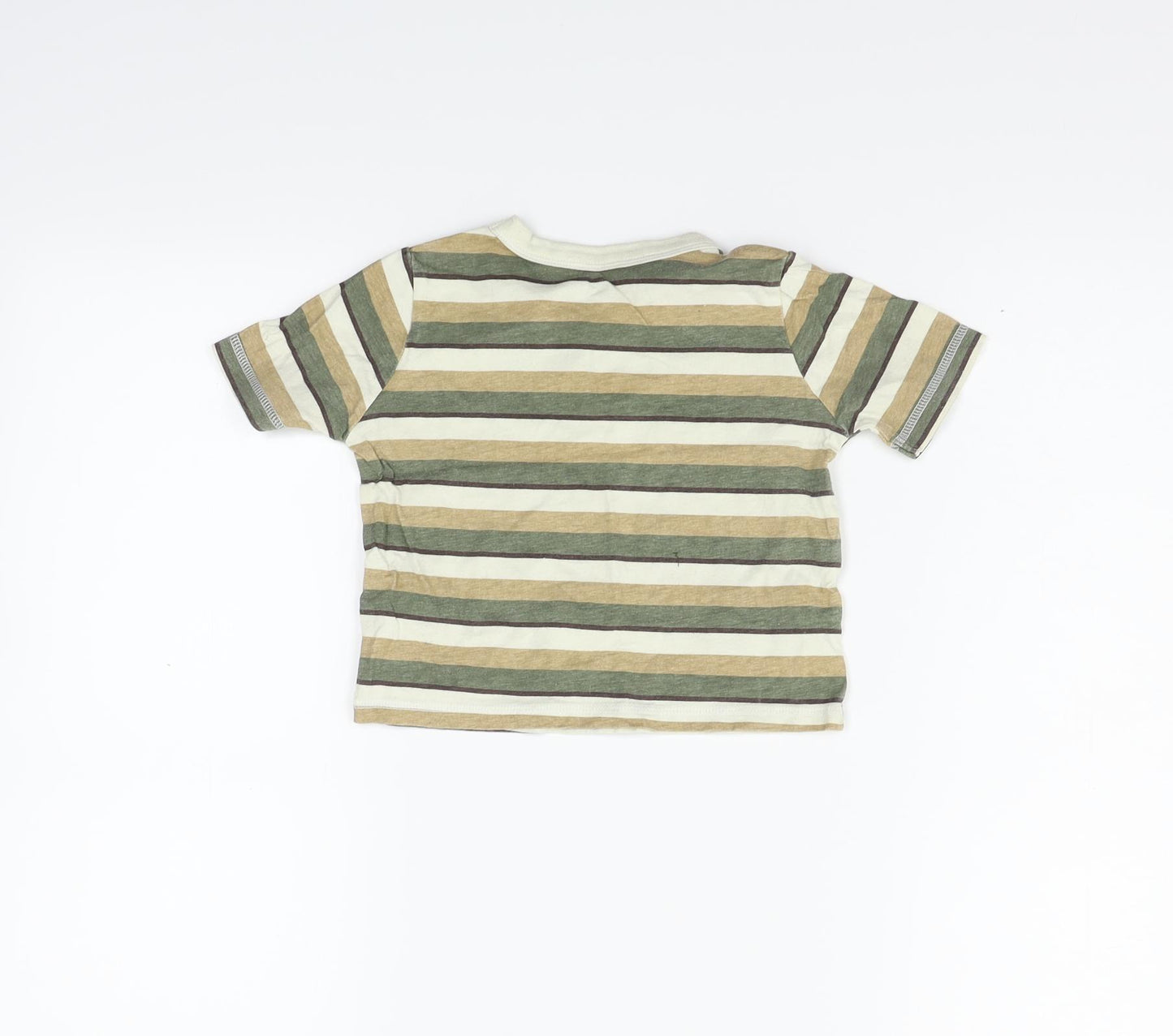 George Girls Beige Striped  Basic T-Shirt Size 2 Years