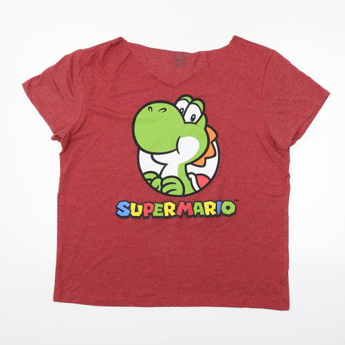 Mario Womens Red   Basic T-Shirt Size 2XL