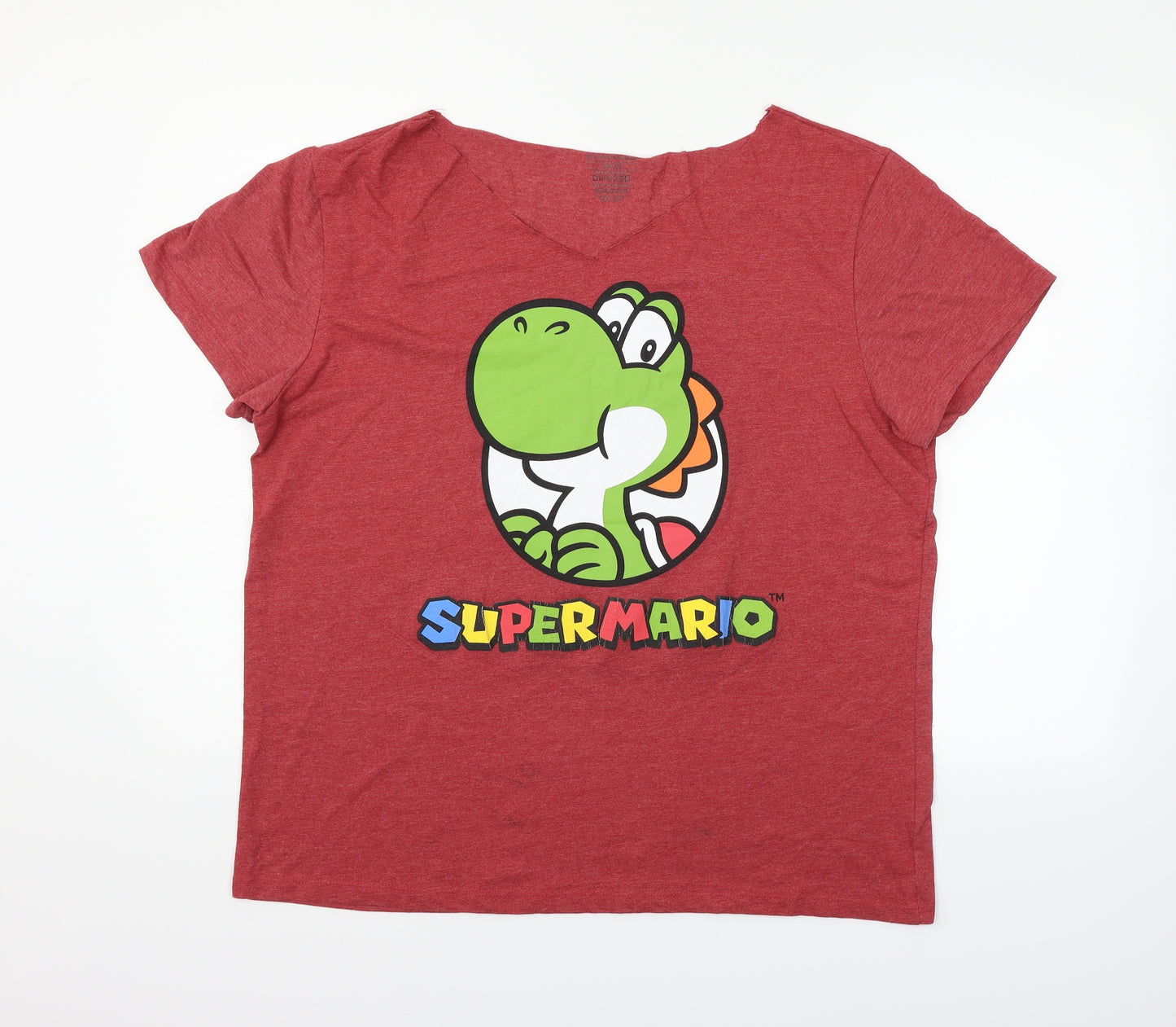 Mario Womens Red   Basic T-Shirt Size 2XL