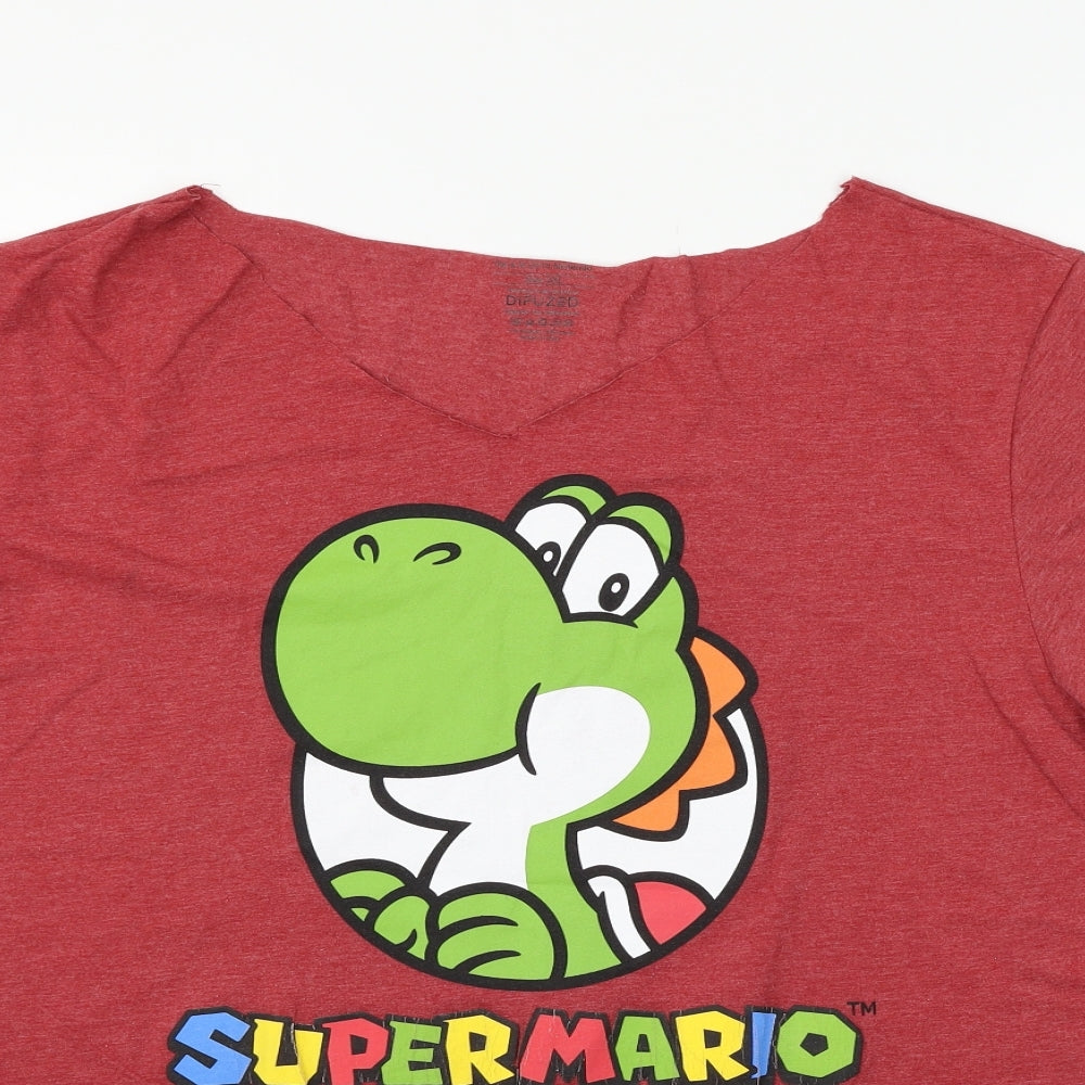 Mario Womens Red   Basic T-Shirt Size 2XL