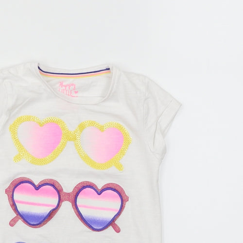 Nutmeg Girls White   Basic T-Shirt Size 4-5 Years