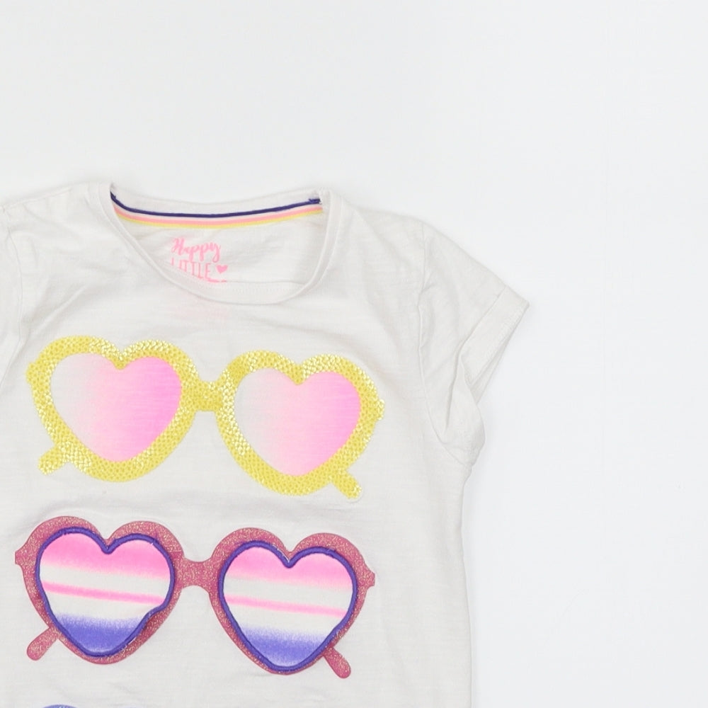Nutmeg Girls White   Basic T-Shirt Size 4-5 Years