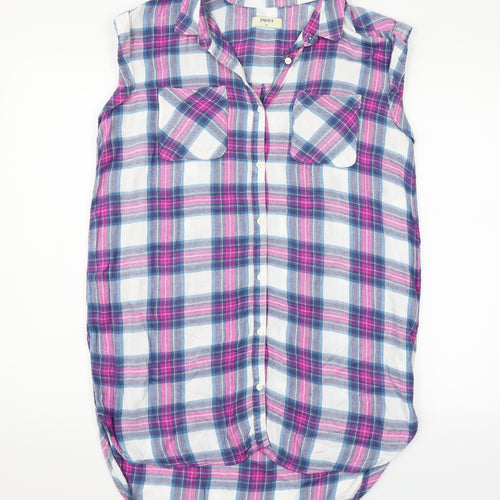 Papaya Womens Blue Check  Basic Button-Up Size 10