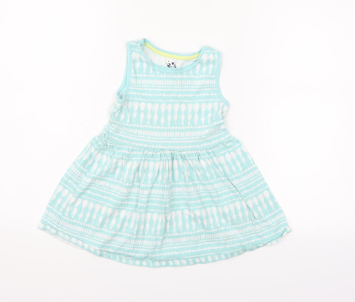F&F Girls Green Geometric Fit & Flare Size 3-4 Years