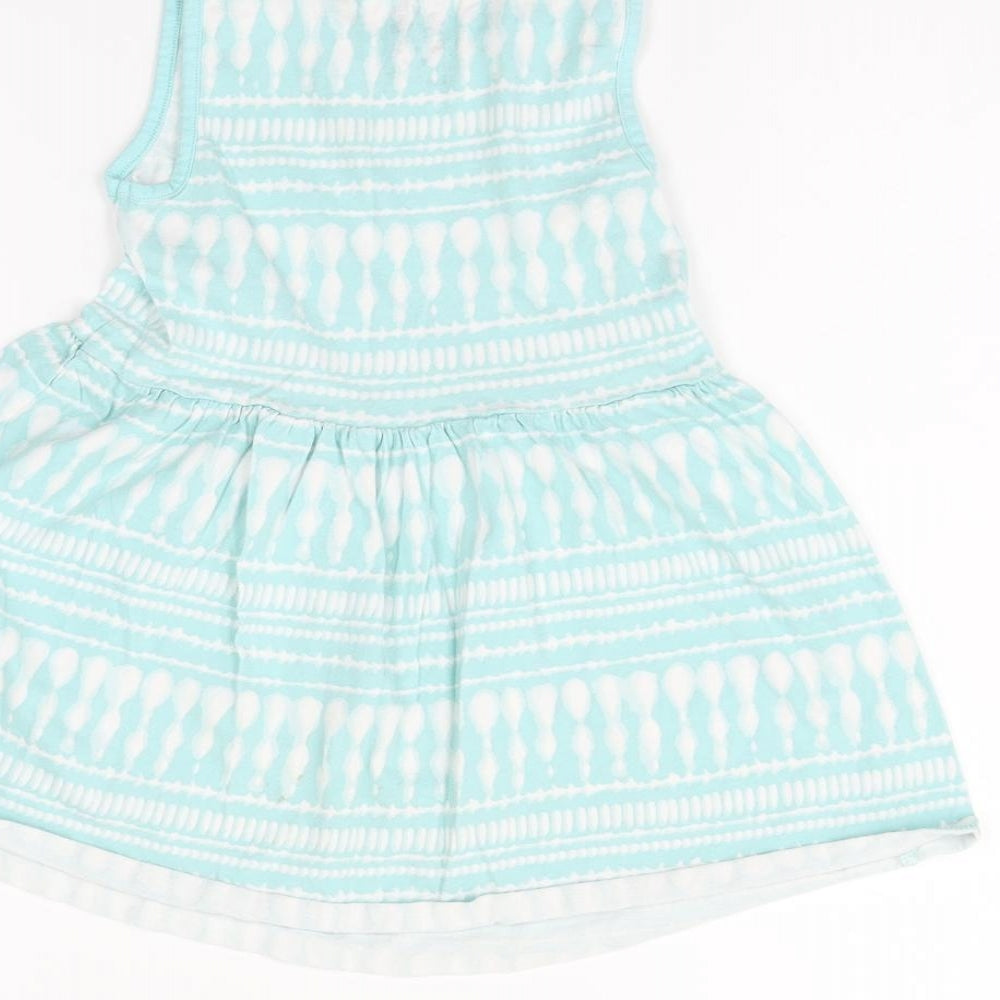 F&F Girls Green Geometric  Fit & Flare  Size 3-4 Years