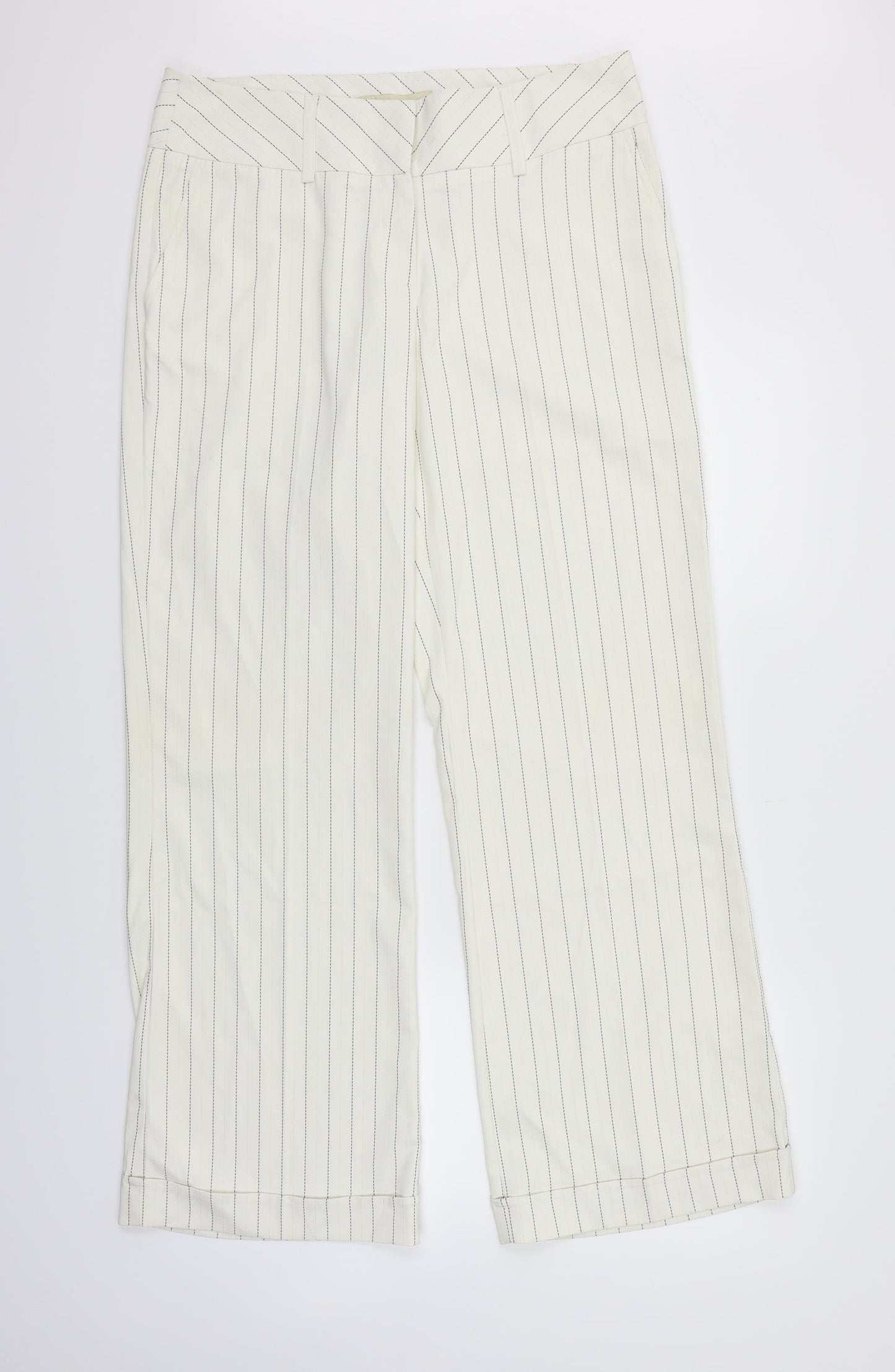 Evie Collection Womens White Striped  Trousers  Size 14 L31 in