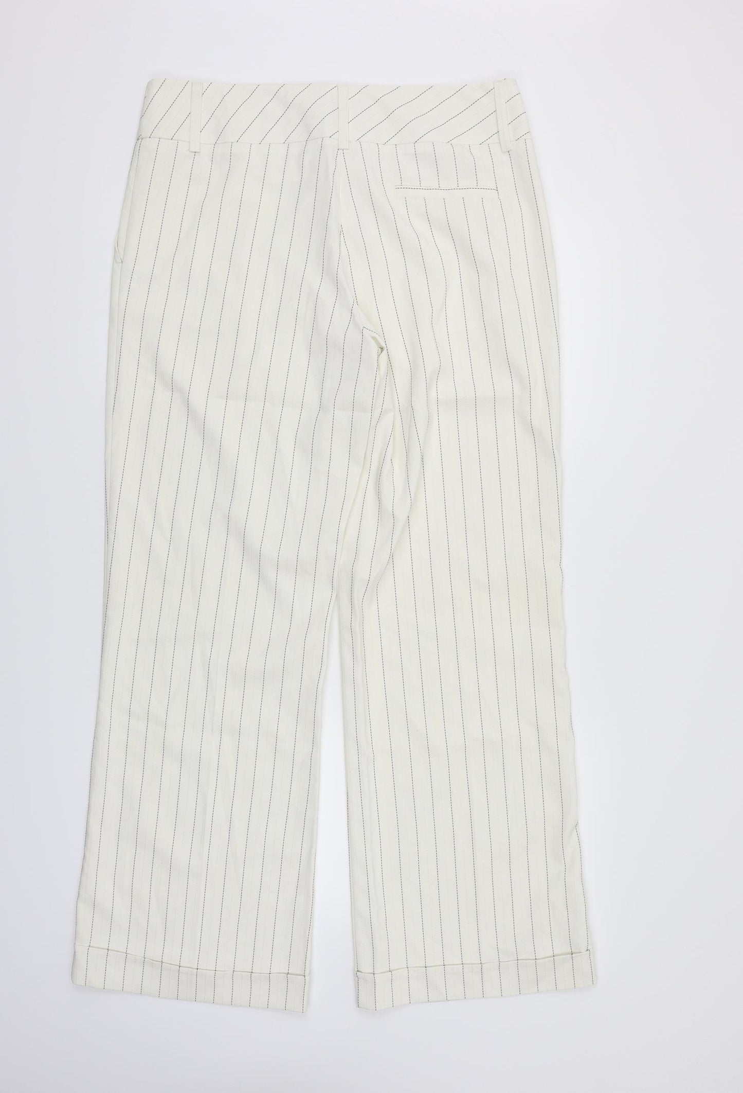 Evie Collection Womens White Striped  Trousers  Size 14 L31 in