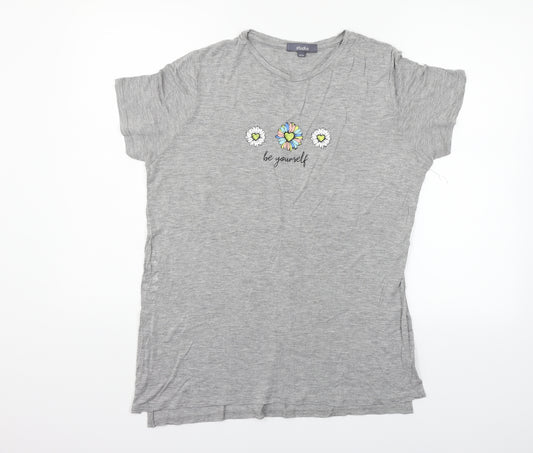 Front view of Studio women’s grey basic t-shirt, size UK 12