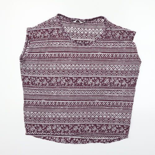 New Look Womens Purple Geometric  Basic T-Shirt Size 16