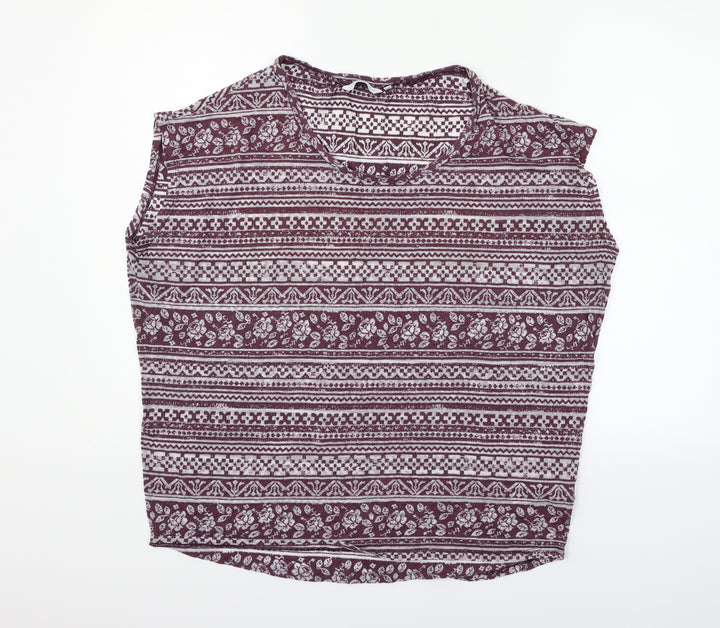 New Look Womens Purple Geometric  Basic T-Shirt Size 16