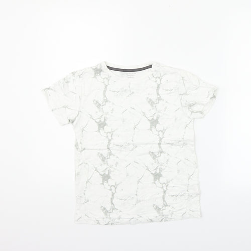 Primark Boys White Geometric  Basic T-Shirt Size 9-10 Years