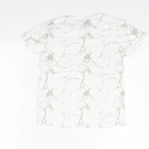 Primark Boys White Geometric  Basic T-Shirt Size 9-10 Years