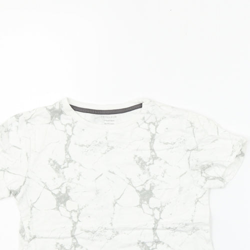 Primark Boys White Geometric  Basic T-Shirt Size 9-10 Years
