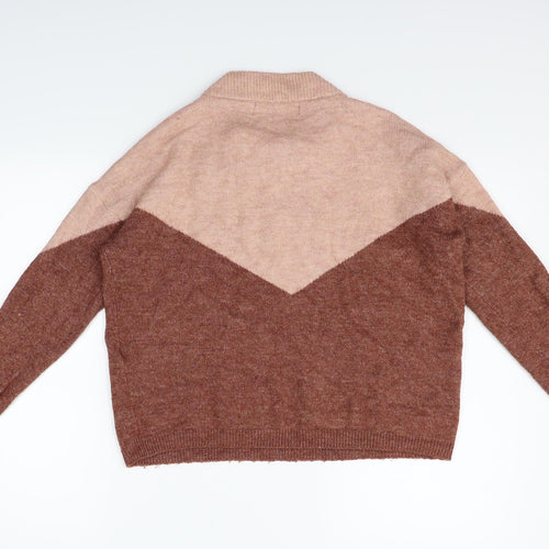 VERO MODA Womens Beige Geometric  Pullover Jumper Size S