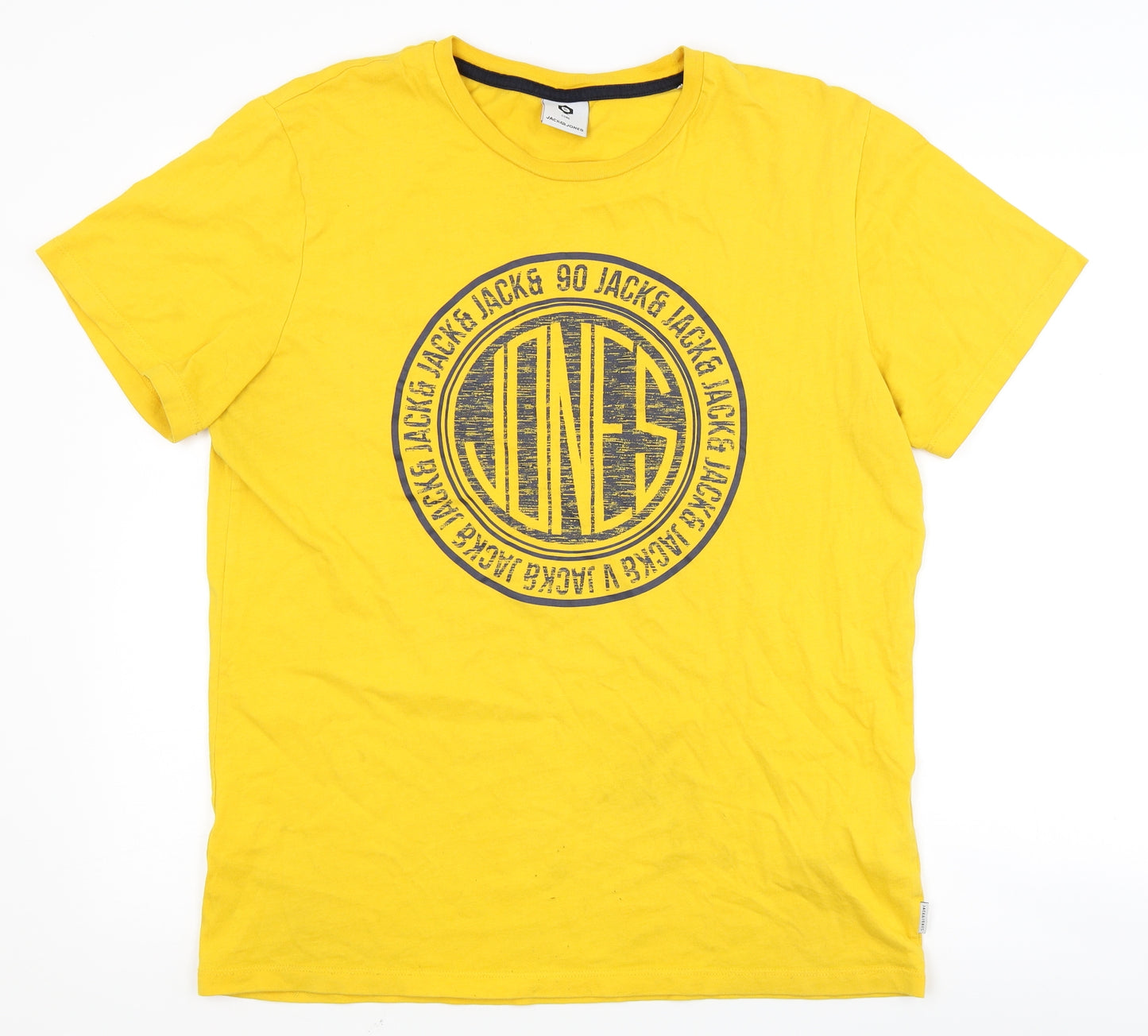JACK & JONES Mens Yellow    T-Shirt Size L  - logo