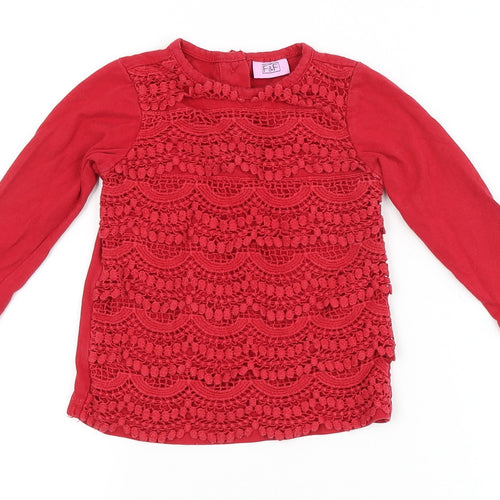 F&F Baby Red   Pullover T-Shirt Size 6-9 Months  - Back Button Up, front layered