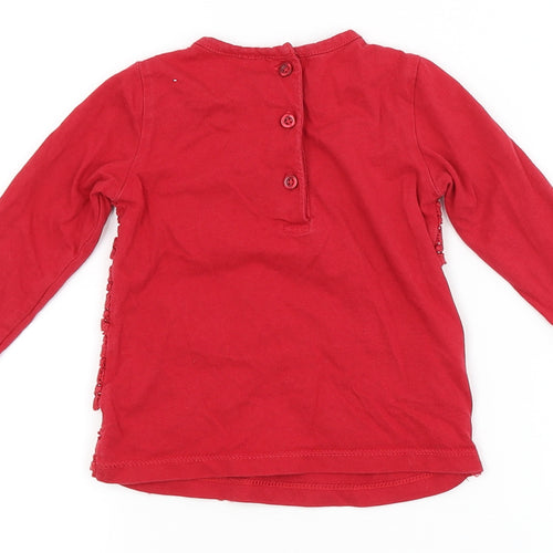 F&F Baby Red   Pullover T-Shirt Size 6-9 Months  - Back Button Up, front layered