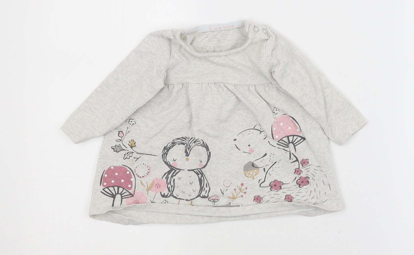 F&F Baby Grey   T-Shirt Dress  Size 3-6 Months  - animal, nature